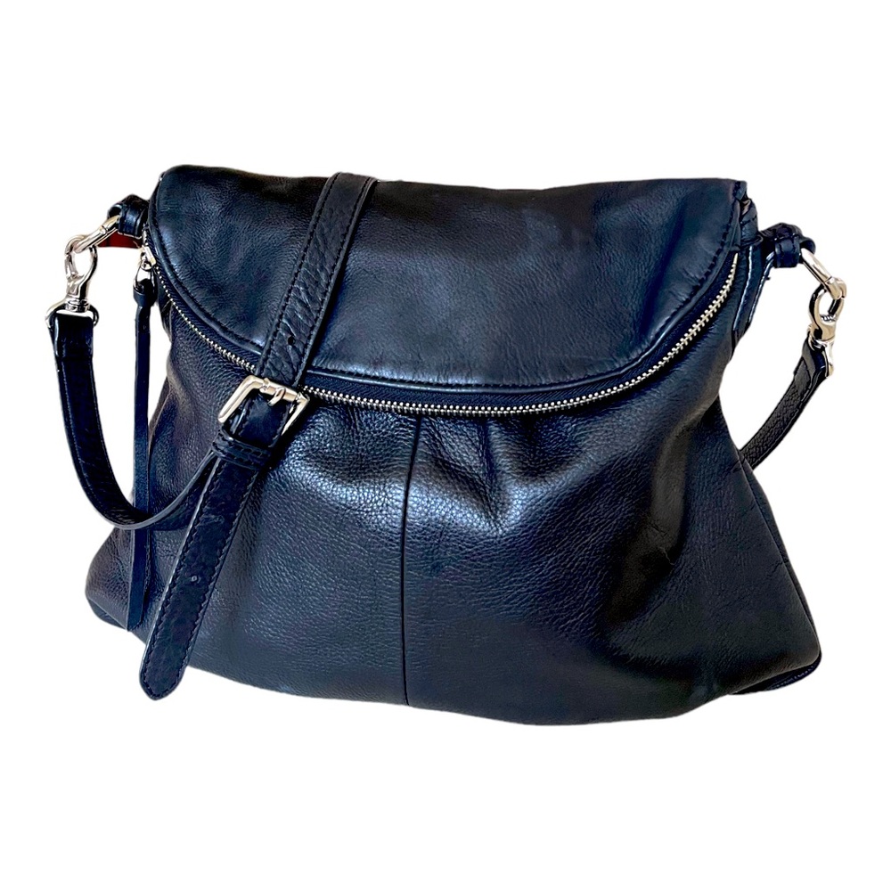 Vintage MARGOT Black Leather Hobo Crossbody Bag Purse